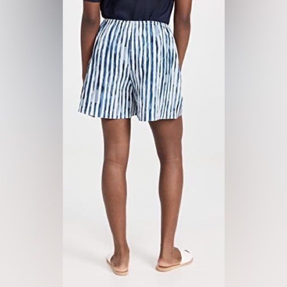 New Vince Painterly Striped Shorts Pull On Elastic Waist Blue White Sz XL - Picture 13 of 15